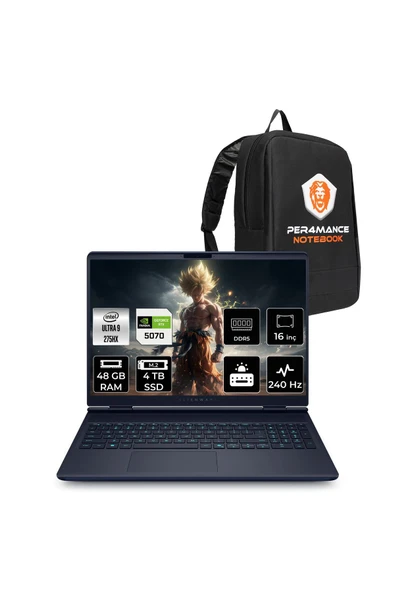 Dell Alienware 16X Aurora Ultra 9 275HX 48GB 4TB SSD RTX5070/8GB 115W 16" QHD+ 240Hz FDOS Gaming ürün görseli 1
