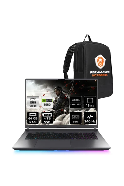 ASUS Rog Strix G18 i9 14900HX 64GB 4TB SSD RTX5060/8GB 240Hz 16" QHD+ FDOS Gaming Laptop G815JMR ürün görseli 1