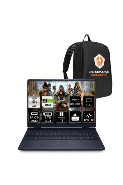 Dell Alienware 16 Aurora Intel Core 9 270H 64GB 1TB SSD RTX5070/8GB 16" QHD+ W11H Gaming Laptop ürün görseli 1