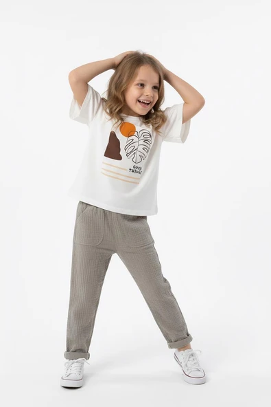 Oversize Baskılı Müslin Takım - Resim 7