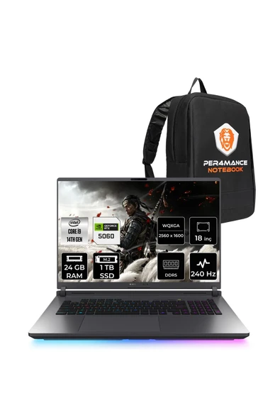 ASUS Rog Strix G18 i9 14900HX 24GB 1TB SSD RTX5060/8GB 240Hz 16" QHD+ FDOS Gaming Laptop G815JMR ürün görseli 1