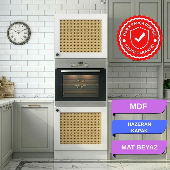 Kenzlife ankastre fırın dolabı bige mat beyaz 180*60*56 hazeran kare kapak MDF gövde ürün görseli 1