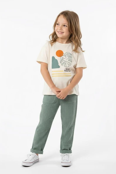 Oversize Baskılı Müslin Takım - Resim 12