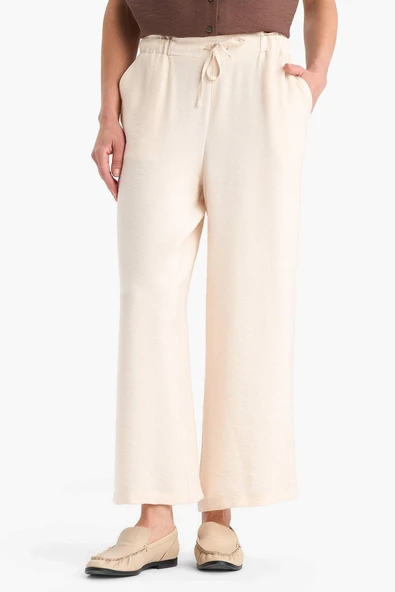 Defacto F0988 Bej Regular Fit Cep Detaylı Geniş Paça Pantolon ürün görseli 1