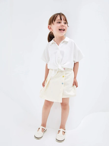 LCW Kids Beyaz Kısa Kollu Basic Kız bebek Gömlek ürün görseli 1