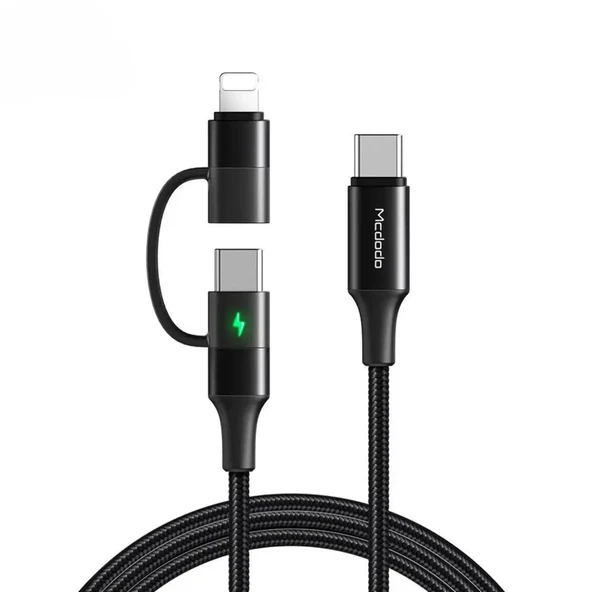 MCDODO CA-7120 2in1 Arada 60w Type-c - Lightning+type-c Veri Kablosu Led'li 1.2m ürün görseli 1