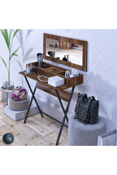 dekor fim DF02105BR Stilvoll Makyaj Masası Koyu Ceviz ürün görseli 1