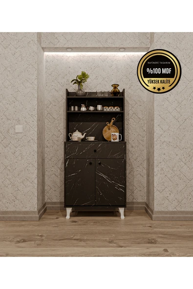dekor fim DF14102BD Çok Amaçlı Beyaz Airfry Dolabı Kahve Köşesi ürün görseli 1