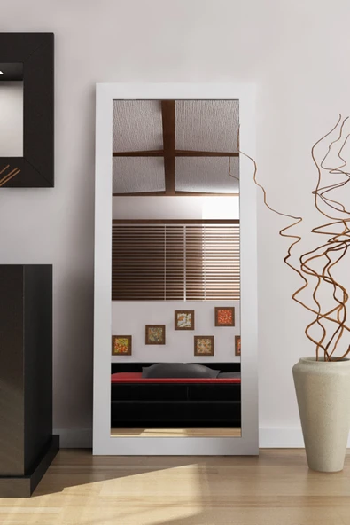 dekor fim Beyaz Trend Dekoratif Boy Aynası 140x48 Cm ürün görseli 1