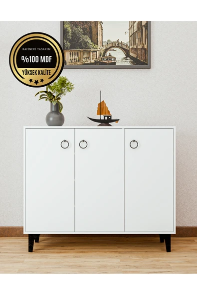 dekor fim DF08102B MDF Ayakkabılık Antre Hol Çok Amaçlı Dolap Ayakkabı Dolabı ürün görseli 1