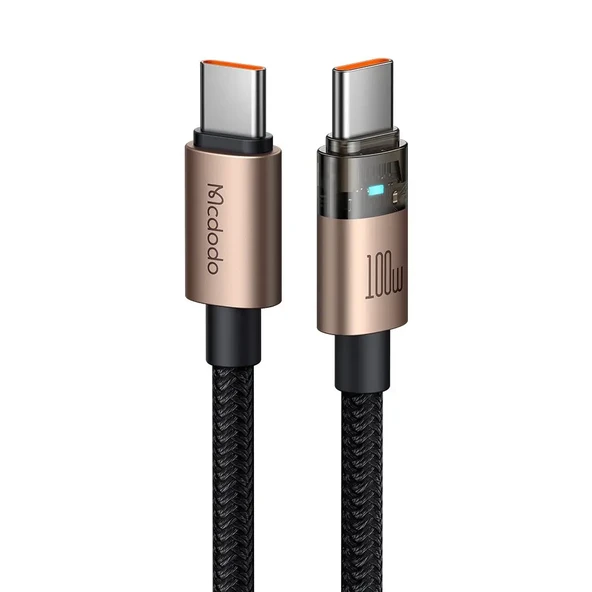 MCDODO CA-5581 Type-c to Type-c 100w 1.2m Led Işıklı Şeffaf Kablo ürün görseli 1
