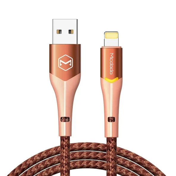 MCDODO CA-7842 Usb-ATo L Ightning Işıklı Data-şarj Kablosu 3a 1.2m - Turuncu ürün görseli 1