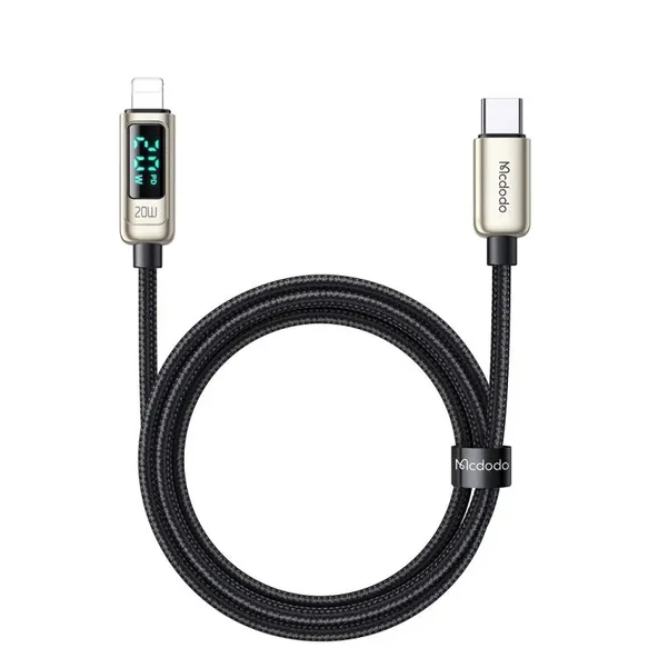MCDODO CA-8811 20w Dijital Göstergeli Type-c To Lightning PD Data-şarj Kablosu Gümüş 1.2m ürün görseli 1