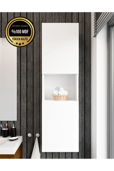 dekor fim DF16101B Bölmeli, Kapaklı ve Duvara Monteli Banyo Dolabı Çok Amaçlı Dolap ürün görseli 1