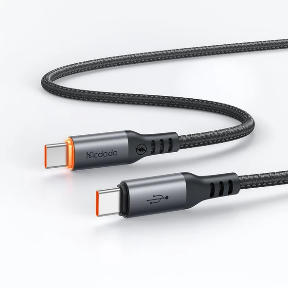 MCDODO CA-2040 Type-c Type-c 100W PD Hızlı  E-Marker Çipli Örgü Poweroff Kablo 1.2m Siyah ürün görseli 1