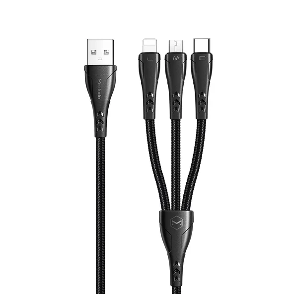 MCDODO CA-6960 3in1 Lightning-Micro-Type-c Şarj Kablosu 3a 1.2m ürün görseli 1