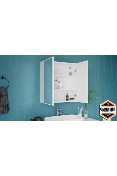 dekor fim DF16103B 2 Kapaklı Aynalı Banyo Dolabı Çok Amaçlı Banyo Dolabı ürün görseli 1