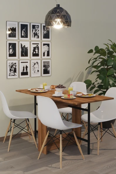 dekor fim DF01101BR Flamingo Pratik Katlanır Koyu Ceviz Masa Portatif Yemek ve Mutfak Masası ürün görseli 1