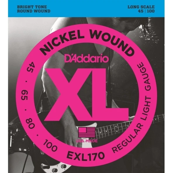 D'addario Exl170 Nickel Wound Bass. Light. 45-100. Long Scale 045 ürün görseli 1