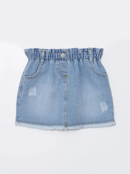 LCW Kids MAVİ Beli Lastikli Kız Bebek Jean Etek ürün görseli 1