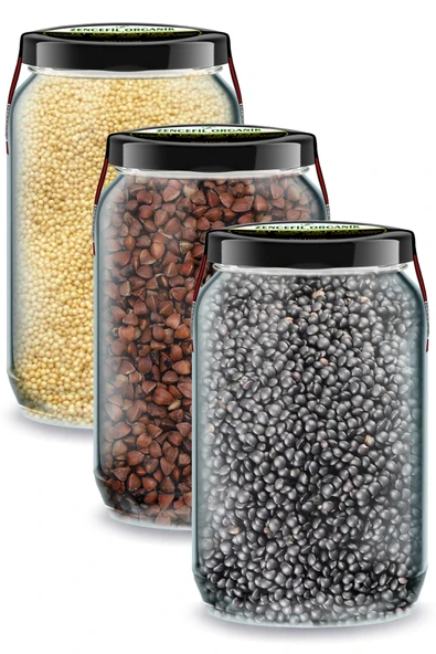Beluga Mercimek + Amaranth + Karabuğday Bi Kavanoz 660 cc. Cam Kavanozlarda Siyah Mercimek Greçka ürün görseli 1