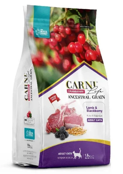 Carni Life Ata Tahıllı Kuzu Ve Böğürtlenli Yetişkin Kedi Maması 1.5 Kg ürün görseli 1