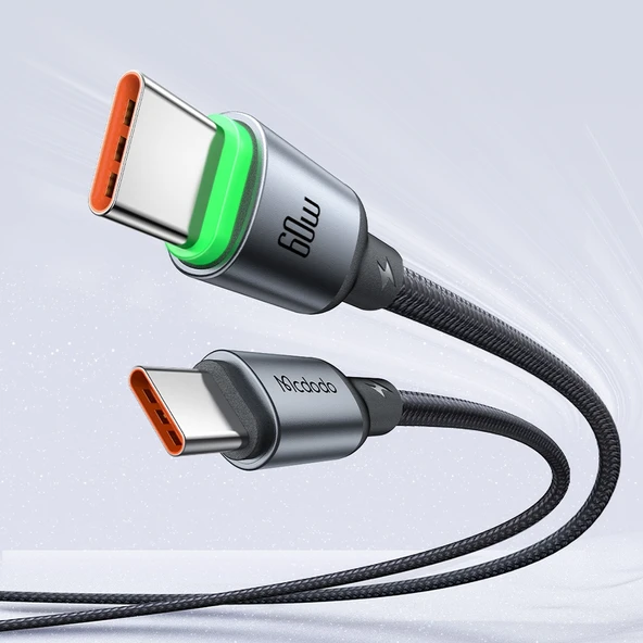 MCDODO CA-6872 Type-c Type-c 60W PD Hızlı ŞarjE-Marker Çipli Easy Series Örgü Kablo Siyah 3m ürün görseli 1