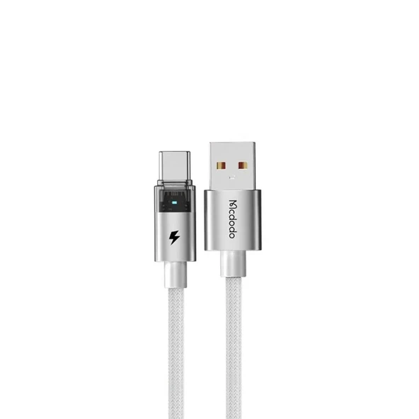 MCDODO CA-6892 USB-A To Type-C Şeffaf LED Işıklı Şarj Kablosu 1.2m Beyaz ürün görseli 1