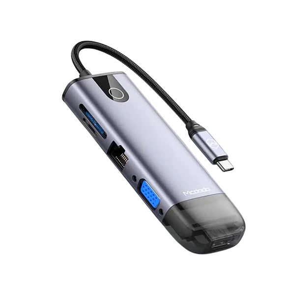 MCDODO HU-7420 10in1 Type-c Gigabit Lan + Hdmı + Macbook + Vga Çoklayıcı Adaptör - Gri ürün görseli 1