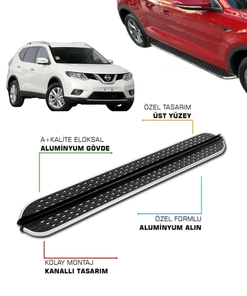 NISSAN X-TRAIL UYUMLU 2014 2015 2016 2017 2018 2019 2020 2021 2022 ARACA ÖZEL YAN BASAMAK ürün görseli 1