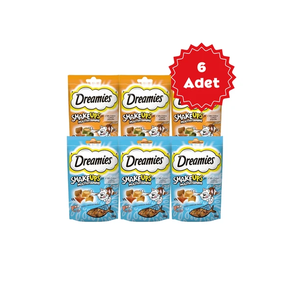 Dreamies ShakeUps Rockin Roost Karışık Kedi Ödül Bisküvisi 55grX6 Adet ürün görseli 1