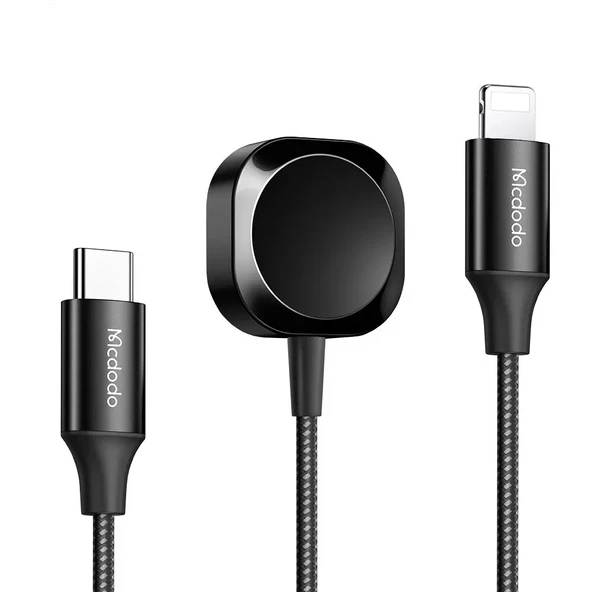 MCDODO CH-2980 Manyetik Apple Watch & Type-c To Lightning Kablosuz Şarj Cihazı -siyah ürün görseli 1