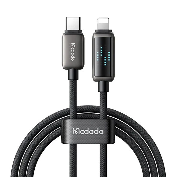 MCDODO CA-2630 36w Type-c To Lıghtning Şarj Hız Göstergeli Şarj Ve Data Kablosu- 1.2m Siyah ürün görseli 1