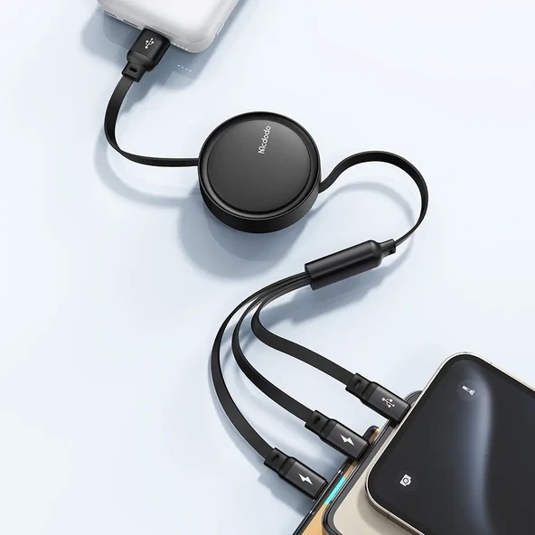 MCDODO CA-7256 3in1 Arada USB-A'DAN Lightning+micro+type-c Veri Kablosu 1.2m - Resim 2