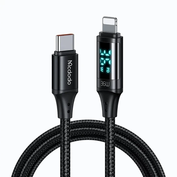 MCDODO CA-1030 36W Type-C To Lightning Dijital Göstergeli Data Şarj Kablosu 1.2m ürün görseli 1