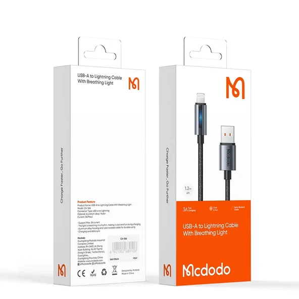MCDODO CA-5660 Usb-ATo Lightning Led Işıklı 1.2m  Kablo - Resim 3