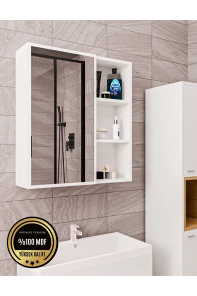 dekor fim DF16102B Tek Kapaklı Aynalı Banyo Dolabı Çok Amaçlı Banyo Dolabı ürün görseli 1