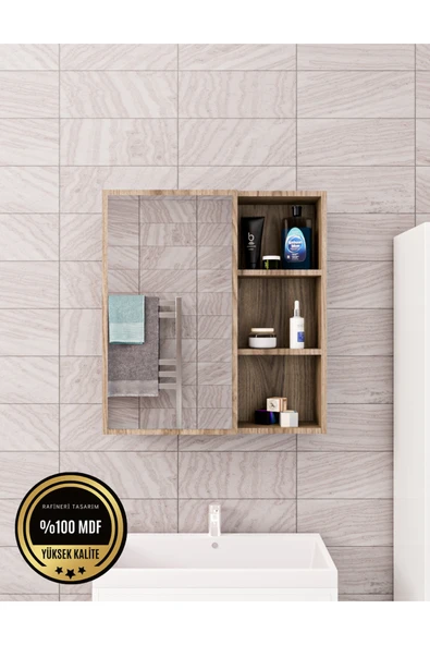 dekor fim DF16102BR Tek Kapaklı Aynalı Banyo Dolabı Çok Amaçlı Banyo Dolabı ürün görseli 1