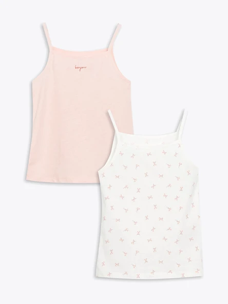 LCW Kids Pembe Kare Yaka Kız Çocuk Atlet 2'li ürün görseli 1