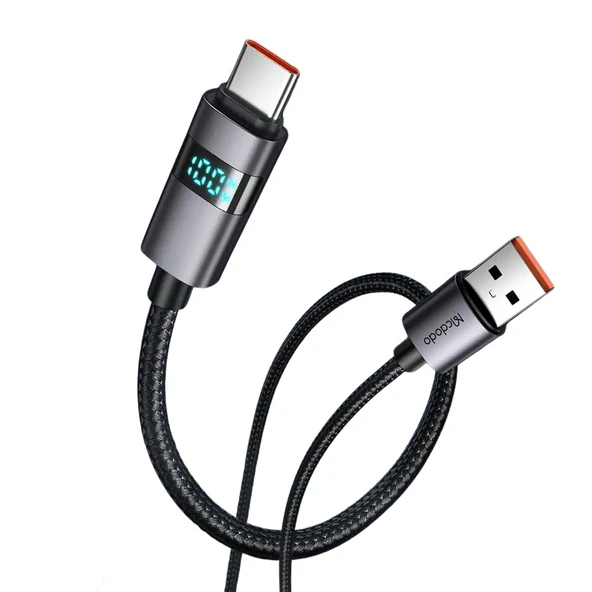MCDODO CA-6520 6A Usb-A To Type-c Kablosu Yatay Led Ekranlı Siyah ürün görseli 1