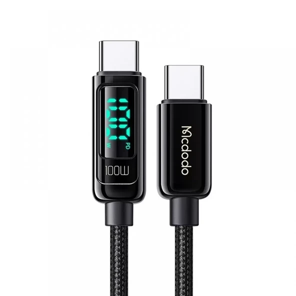 MCDODO CA-8820 100w Type-c to Type-c PD Dijital Ekranlı Data-şarj Kablosu 5a 1.2m-siyah ürün görseli 1