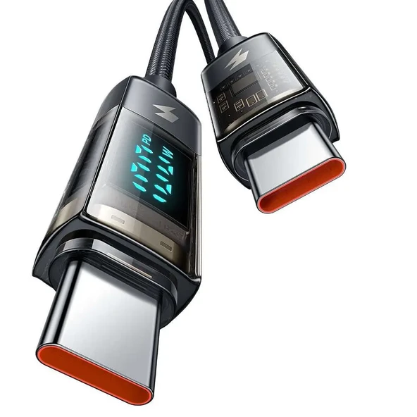 MCDODO CA-3610 Type-c to Type-c Dijital Ekranlı Power Off Hızlı Şarj & Data Kablosu - Siyah 1.2m ürün görseli 1