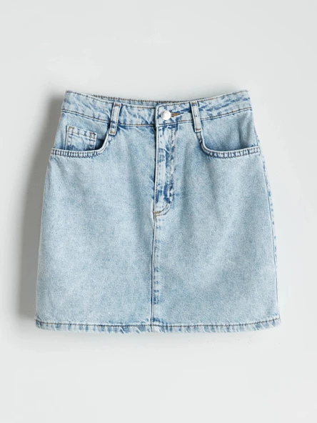 LCW Kids Mavi Beli Ayarlanabilir Lastikli Kız Çocuk Jean Etek ürün görseli 1
