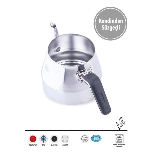 FMS Mega Aile Boy Çelik Çaydanlık Siyah 4073 - Resim 3
