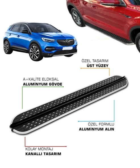 OPEL GRANDLAND X UYUMLU 2017 2018 2019 2020 2021 ARACA ÖZEL YAN BASAMAK ürün görseli 1