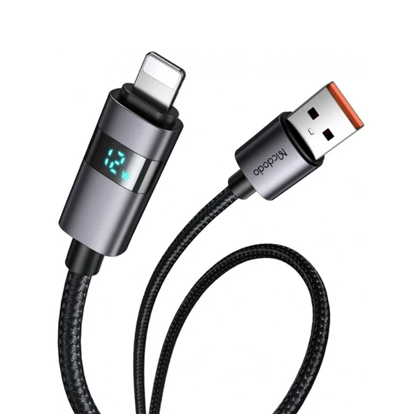 MCDODO CA-6490 Usb-A- Yatay Led Ekranlı Aydınlatma Kablosu Siyah 1.2m ürün görseli 1