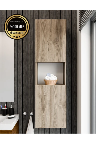 dekor fim DF16101BR Bölmeli, Kapaklı ve Duvara Monteli Banyo Dolabı Çok Amaçlı Dolap ürün görseli 1