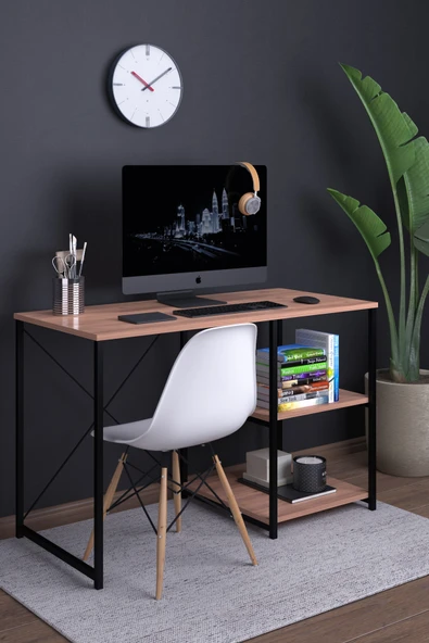 dekor fim DF09103AC 120 Cm Raflı Çalışma Masası Bilgisayar Masası Ofis Ders Masası ürün görseli 1