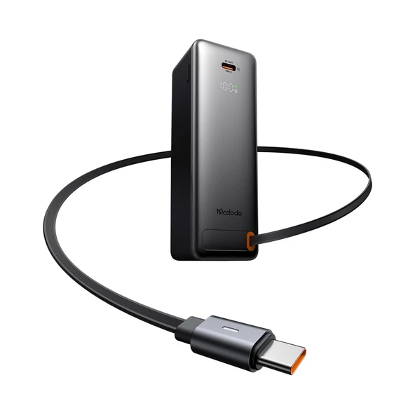 MCDODO MC-3181 3 In 1 10000mAh 30w Led Ekranlı Powerbank (dahili Geri Çekilebilir Kablo + Uk/us/eu Priz Uçları) Siyah ürün görseli 1