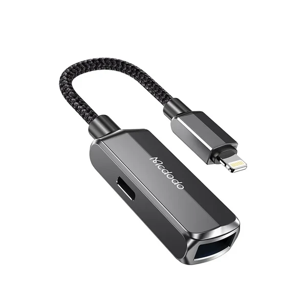 MCDODO CA-2690 2in 1 Lightning To Usb-A3.0 + Lightning Şarj Desteği Ve Veri Aktarım Cihazı - Koyu Gri ürün görseli 1